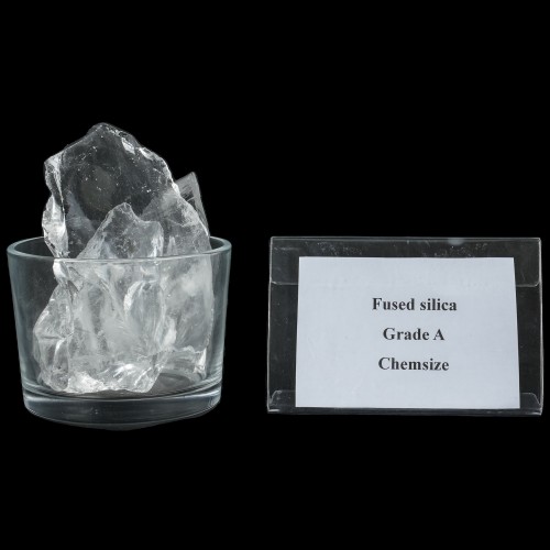 Grade A fused silica lump — fully transparent, no black spots, no cristobalite